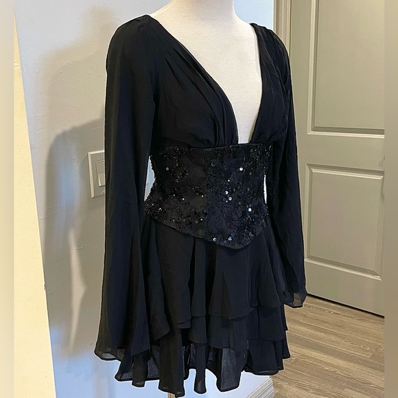 NWT Oh Polly “Reinara” Black Embellished Corset Mini Dress - Picture 7 of 12